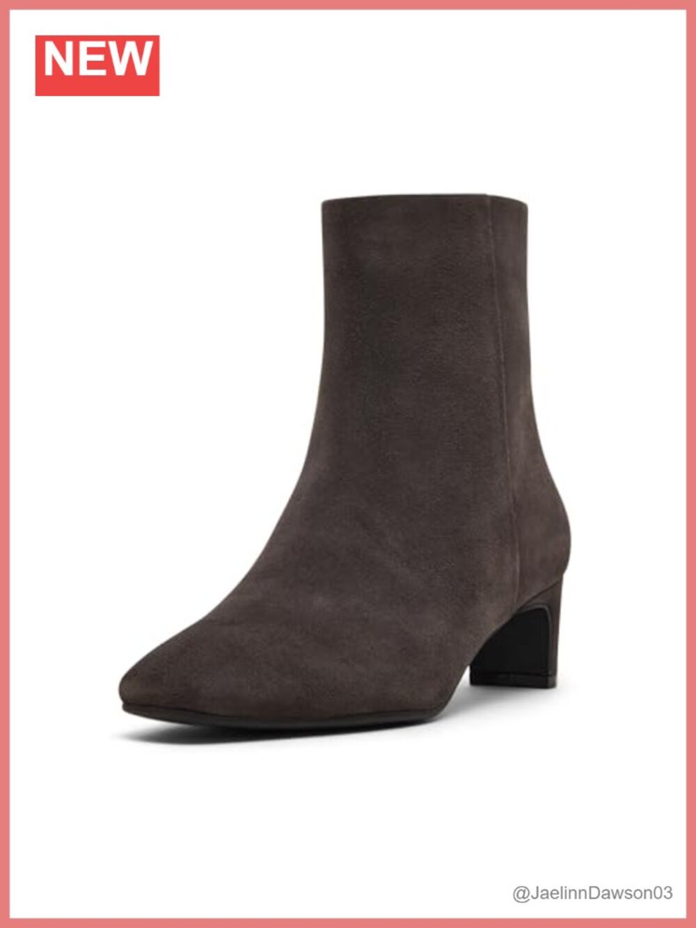 Waterproof Suede Ankle Bootie Pointed Toe Block Heel Zip